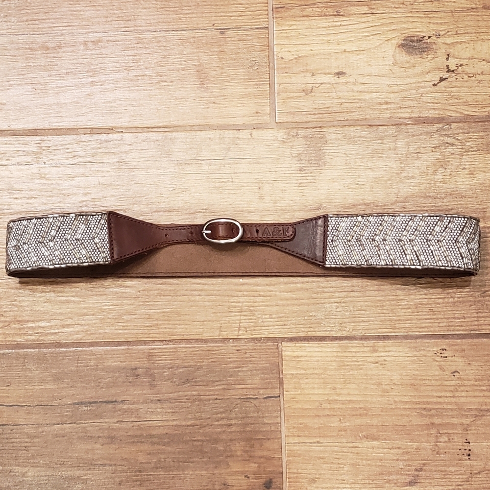 Abercrombie & Fitch gray beaded leather belt. M/L size